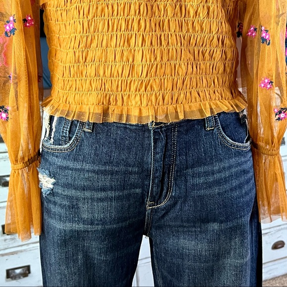 Anthropologie Smocked Tulle Blouse Top MP - Picture 7 of 16